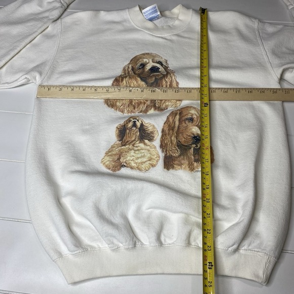 Vintage Gildan Sweatshirt‎ White Three Puppies Size M - Picture 7 of 11